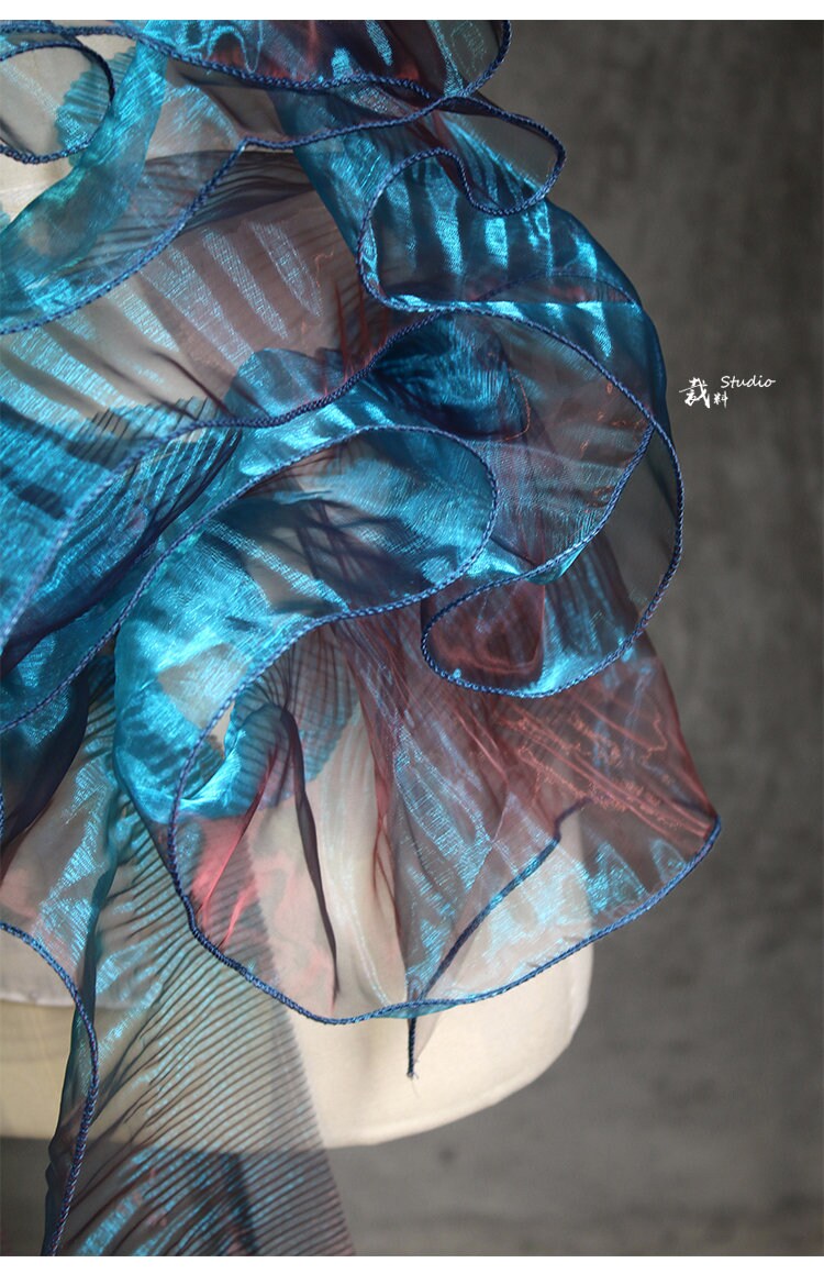 3D Fold Ruffle Organza Fabric - Two Toned Designer Material