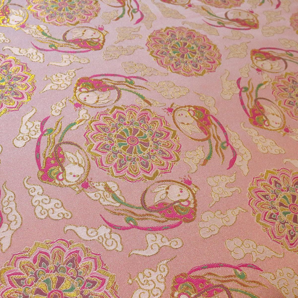 Mongolian Bada Rayon Fabric: Tibetan Caisson Pattern, 59"W