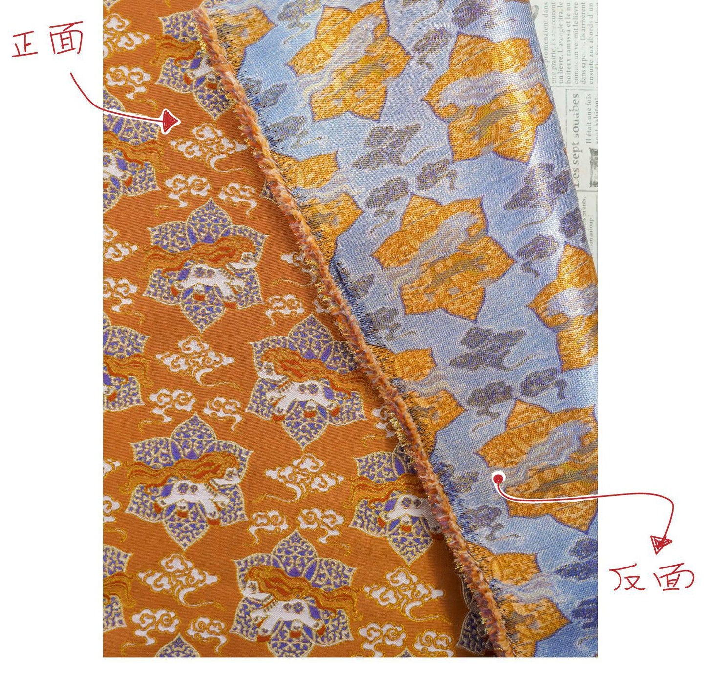 Tissu brocart Song avec jacquard à fils d'or | Brocart de soie chinois de luxe | Tissu à motif impérial traditionnel, 150 cm de large