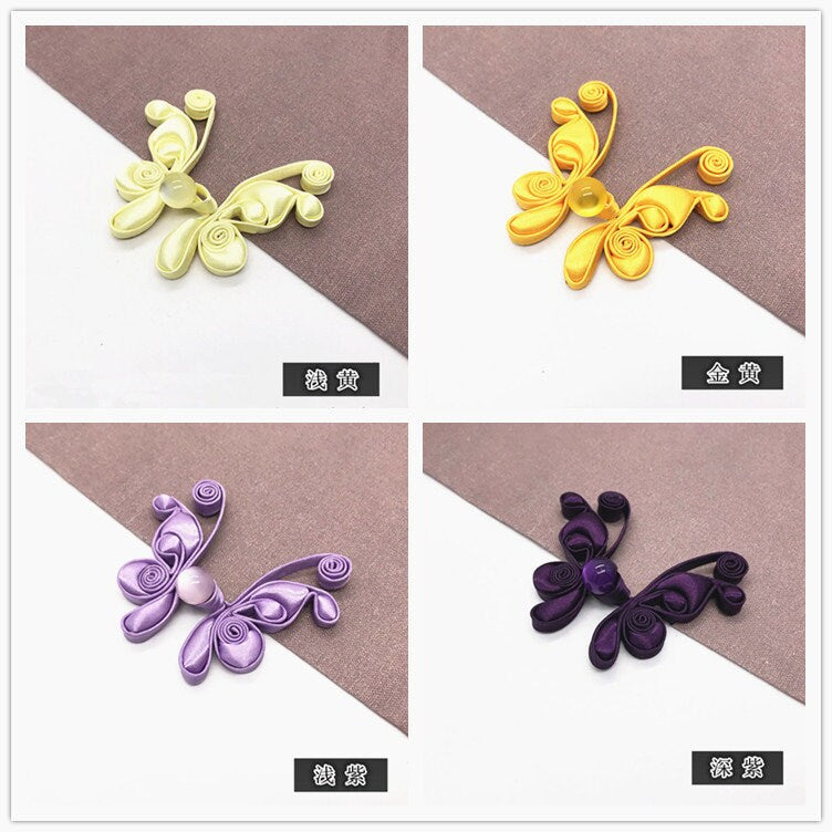Satin Butterfly Knot Button: Cheongsam Sewing Fastener (Pair)