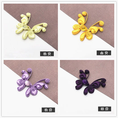Satin Butterfly Knot Button: Cheongsam Sewing Fastener (Pair)