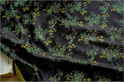 Tissu jacquard bambou oriental : 162,5 cm de large, polyester, matériau de couture