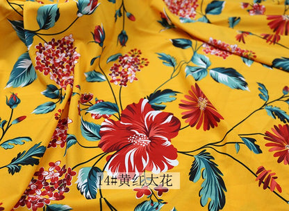 Floral Chiffon Fabric: 4-Way Stretch Polyester Satin, 59" Wide
