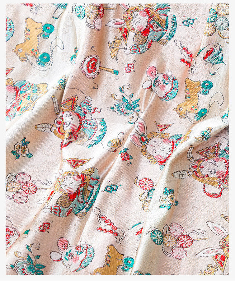 Tissu brocart de soie Lord Rabbit : Damas chinois traditionnel (59"L)