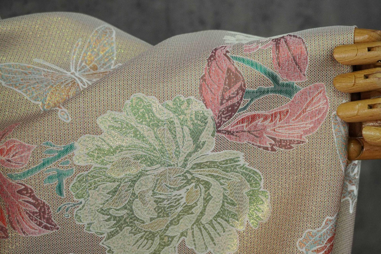 Gold Thread Floral & Butterfly Woven Fabric ��� Colorwoven Jacquard Textile for Dress, Quilting, Upholstery, DIY Sewi" Wide
