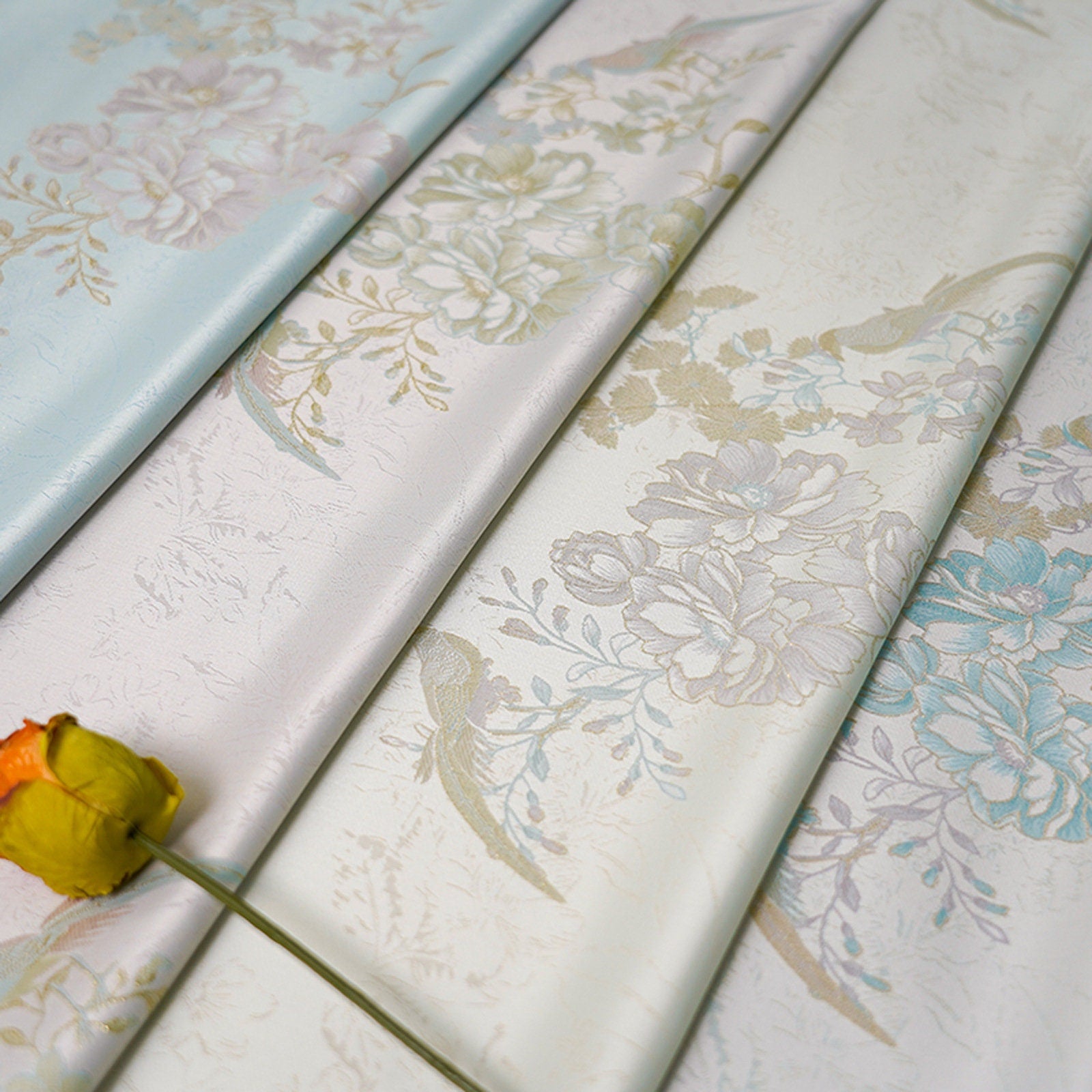 Gold Thread Floral Jacquard Fabric: 62" Wide Rayon Blend - Poppylollipop