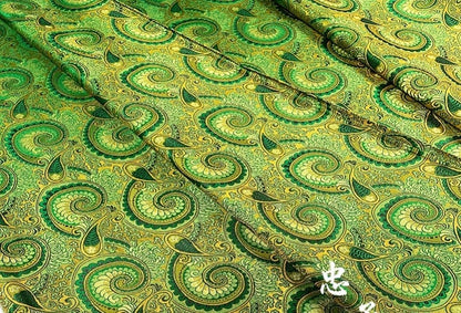 Damask Paisley Cheongsam Fabric: Golden Brown Upholstery Material