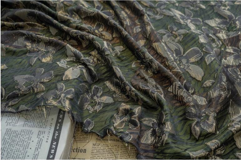 Gold Thread Jacquard Fabric: 3D Flower Design, Upholstery & Costume