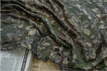 Gold Thread Jacquard Fabric: 3D Flower Design, Upholstery & Costume