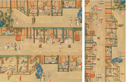 Qingming Festival Satin Fabric: Retro Painting Print, Upholstery & Sewing