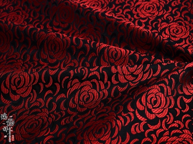 Rose Brocade Fabric: Chinese Style Rayon Qipao Cheongsam Material