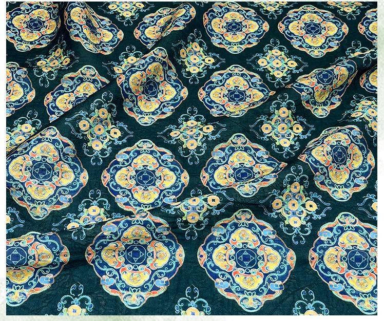 Dunhuang Buddha Tencel Fabric: Asian Style Upholstery, Scarf & Curtain