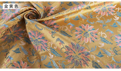 Dunhuang Lotus Brocade Fabric: 59"W Tibetan Costume & Decor