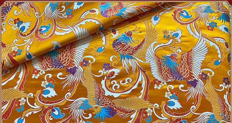 Phoenix Brocade Fabric: Chinese Style Rayon, Tibetan Gown Robe, 59"W