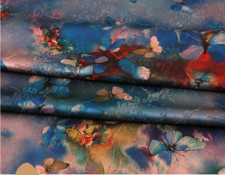 Tissu satin de soie à motif papillon - 150 cm de large