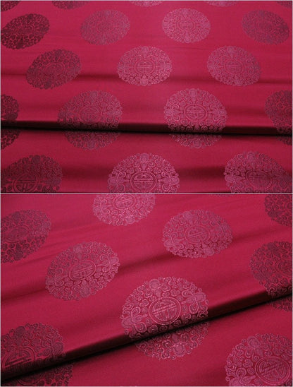 Chinese Fu Symbol Brocade Jacquard Satin Fabric - 29.5"W