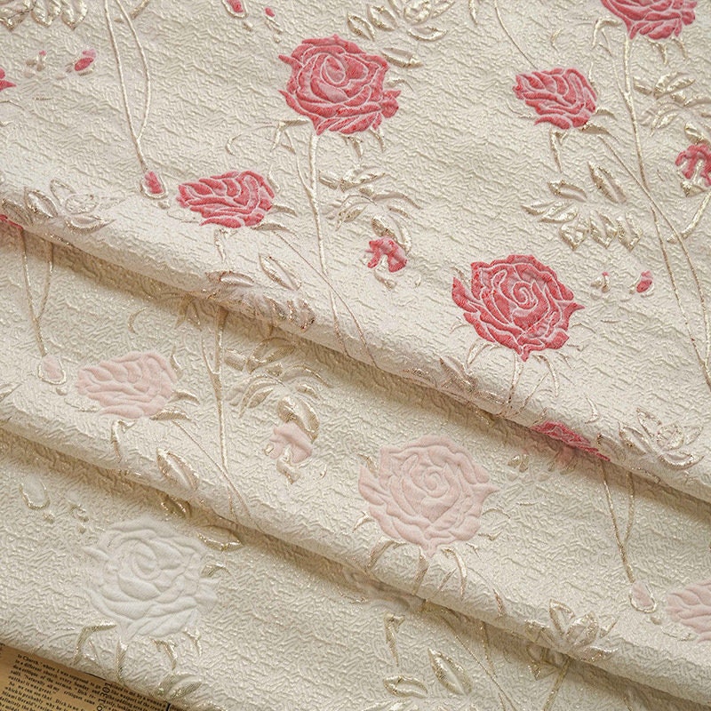 Gold Thread Peony Jacquard Fabric: 55" Wide Designer Upholstery