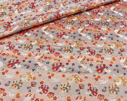Sakura Rabbit Jacquard Brocade Fabric: 59" Wide Silk Rayon Blend
