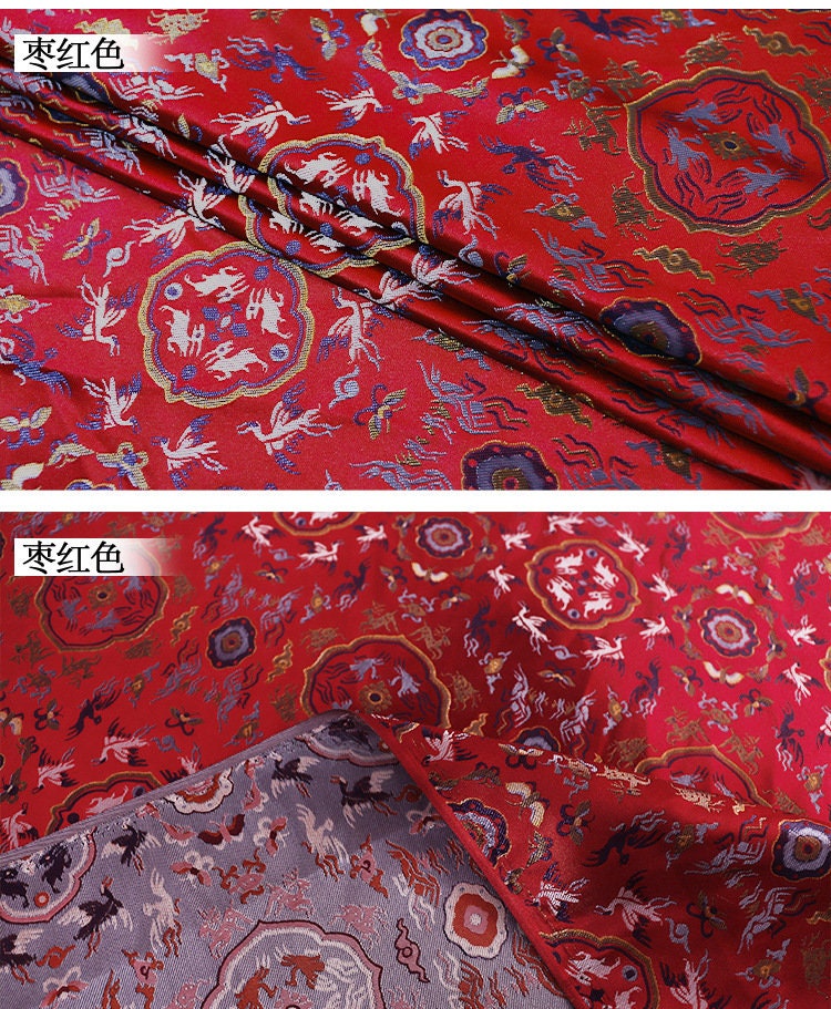 Tissu brocart tibétain : rayonne damassé mongole, 150 cm de large, couture, costume