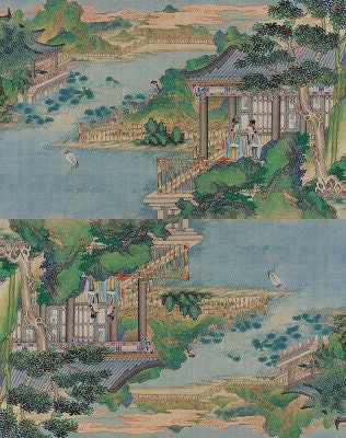 Dream of Red Mansions Satin Fabric: Digital Print Sewing Material