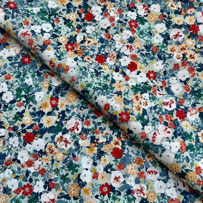 Floral Cotton Fabric: 60s Style Print, 59" Wide, Sewing Quilting