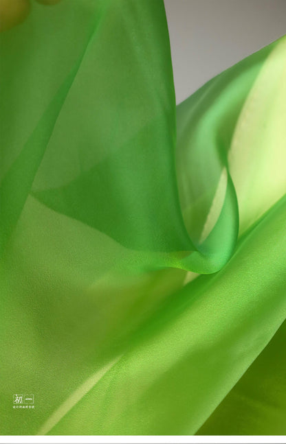 Gradient Green Chiffon Organza Fabric - 55"W Sheer Drape