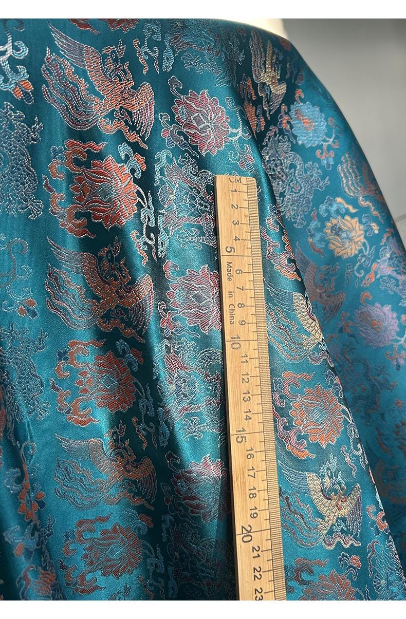 Dragon and Phoenix Brocade Fabric: 58"W Cheongsam Quilting Material
