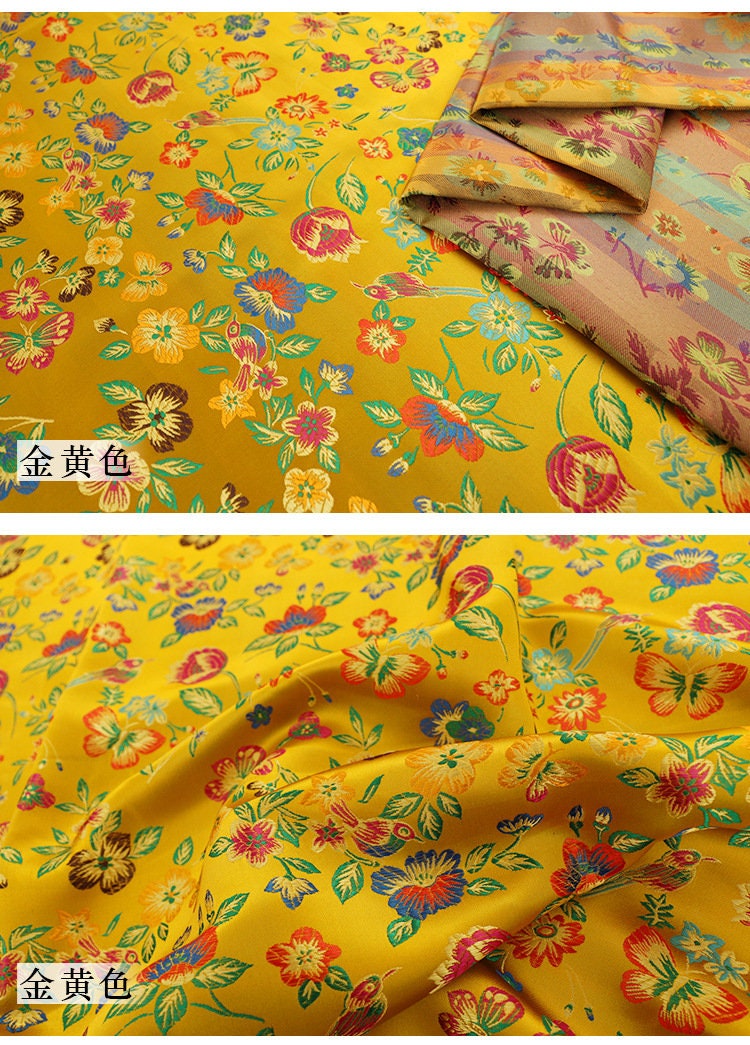 Tissu brocart papillon : jacquard de soie et rayonne de 114 cm de large