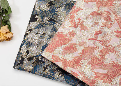 Ocean Waves Silk Rayon Brocade Fabric: Dressmaking Material (29.5/59"W)
