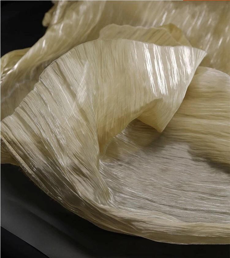 Glitter Organza Fabric: Hand-Ruffled Textured Apparel, 48" Width