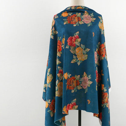 Floral Jacquard Rayon Fabric: 59"W Tea Silk, Costume & Decor