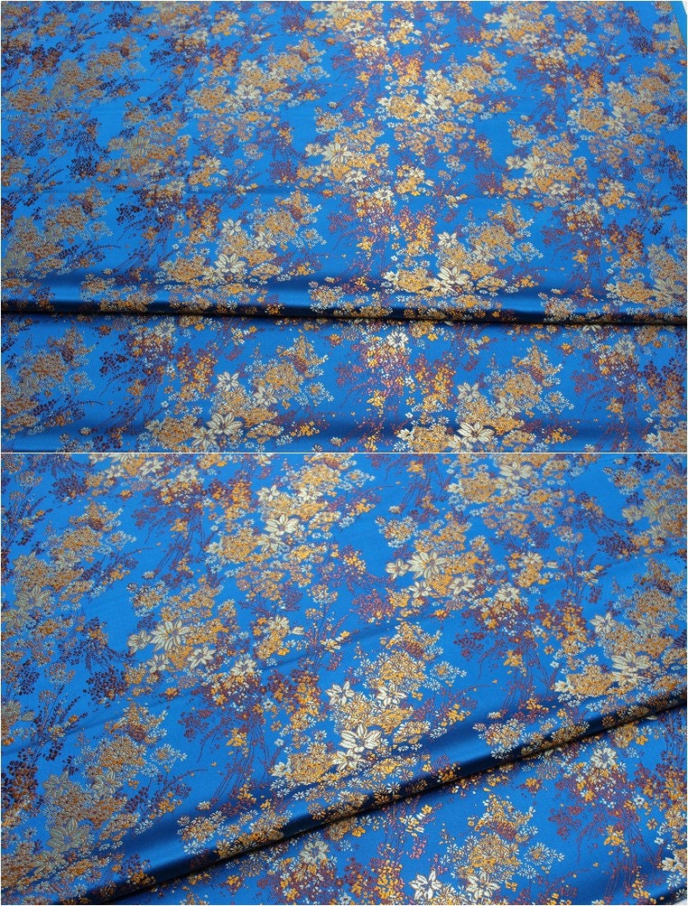 Floral Chinese Brocade Fabric: Silk Rayon Blend, Sewing Quilting Fabric