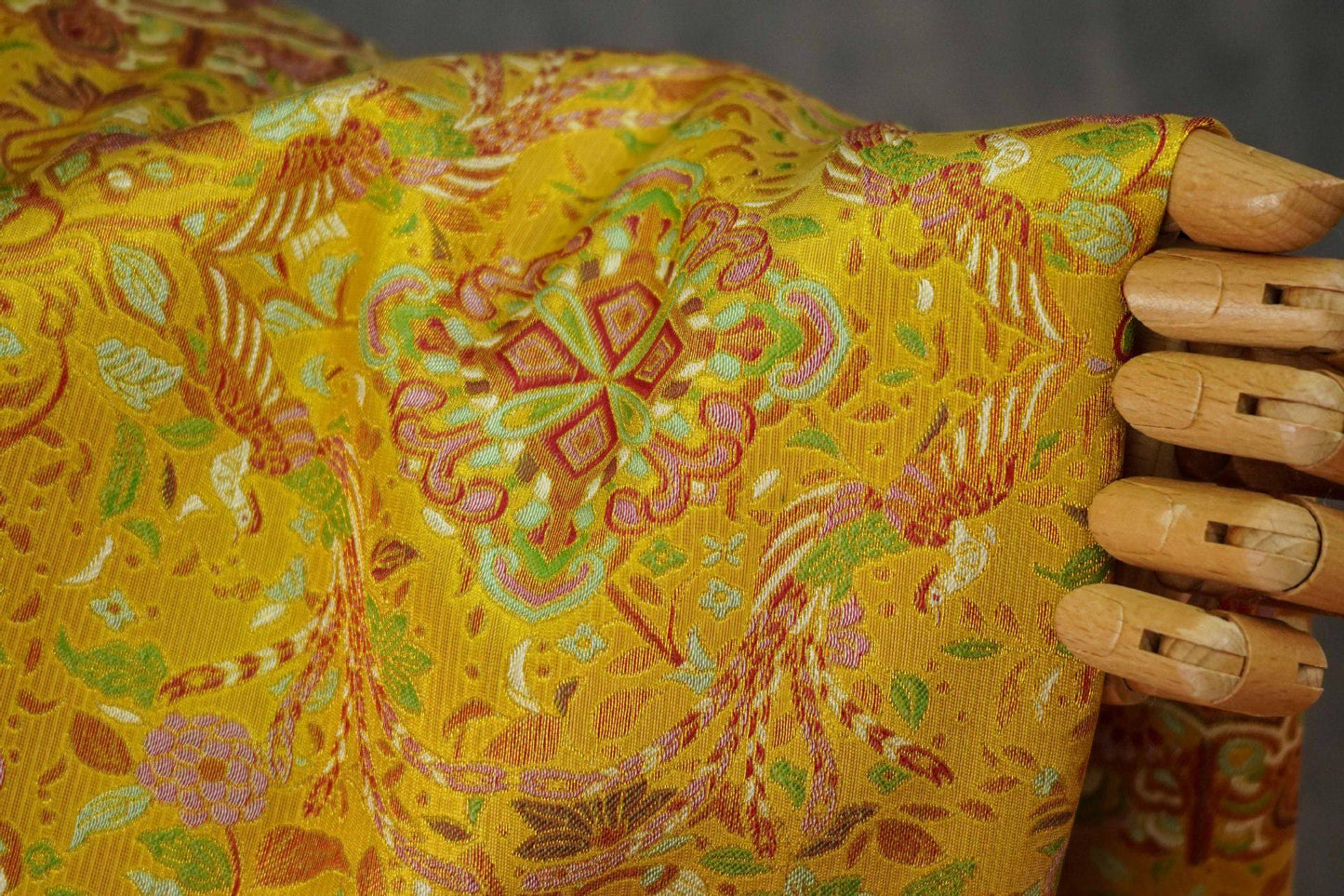 Gold Thread Brocade Fabric: Chinese Style Jacquard Weaving, 59" Wide