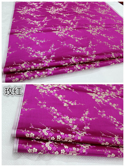 Plum Blossom Silk Brocade Fabric: Multicolored Cheongsam Qipao Material