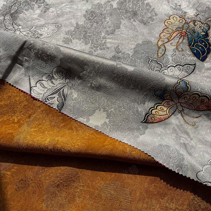 Butterfly Jacquard Silk Fabric ��� Xiangyun Gambiered Canton Gau"W