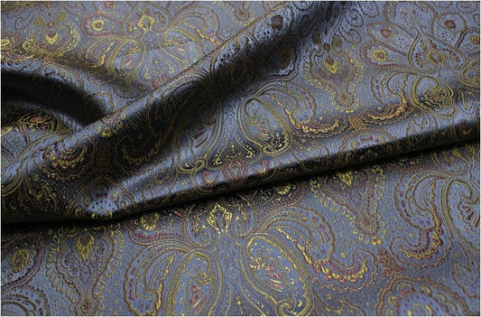 Tissu brocart tissé Nishijin : Soie jacquard à fil d'or (29,5" de large)