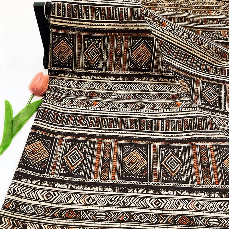Ethnic Striped Cotton Fabric: Sewing Material (56" Wide)