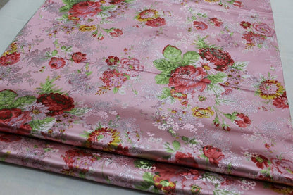 Silk Brocade Fabric: Peony Floral Design, Chinese Wedding Fabric