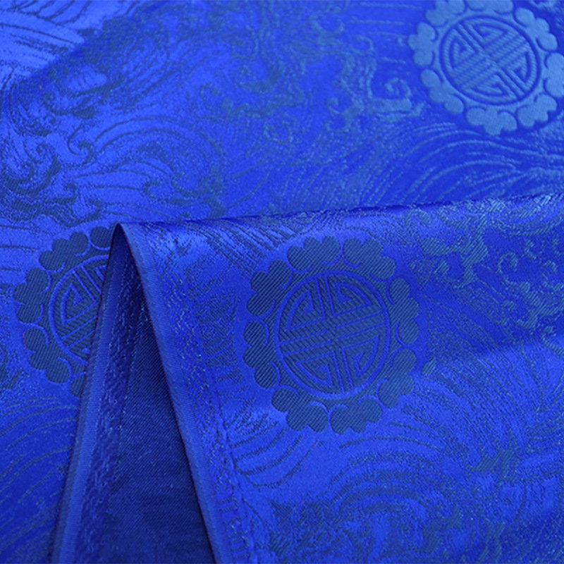 Blue & Gold Brocade Fabric: Chinese Cheongsam Costume Material