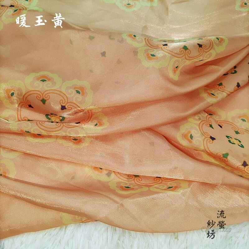 Printed Organza Han Fu Fabric: 59"W Designer Sheer Polyester