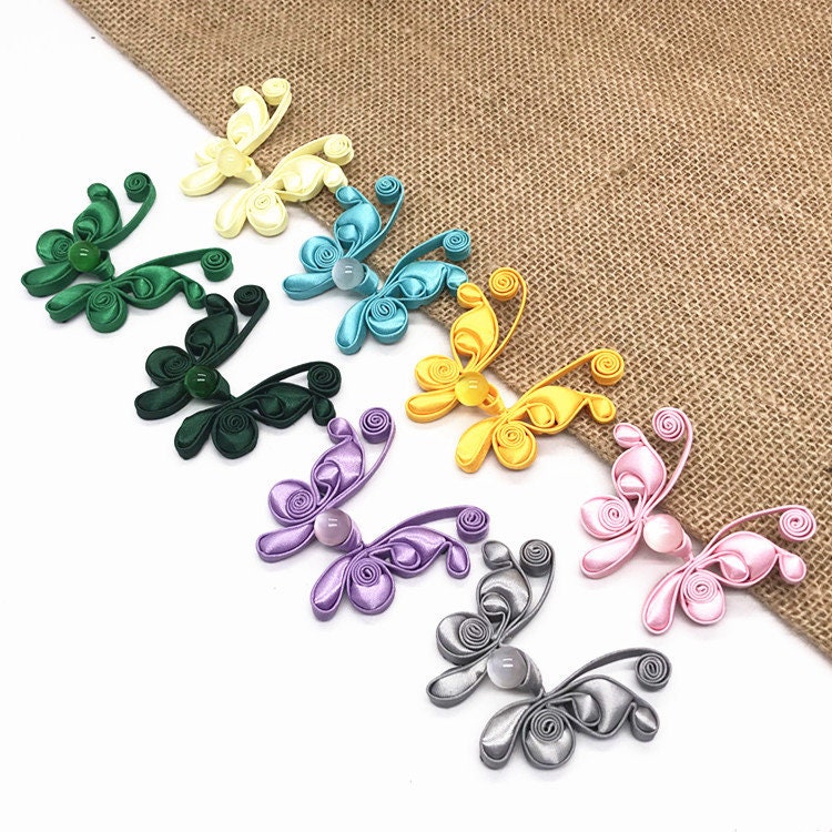 Satin Butterfly Knot Button: Cheongsam Sewing Fastener (Pair)
