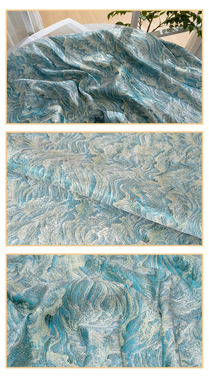 Ocean Waves Silk Rayon Brocade Fabric: 59" Wide Sewing Material