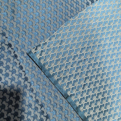 Japanese Fish Scale Brocade Fabric: Auspicious Cloud Jacquard Silk Kimono Fabric
