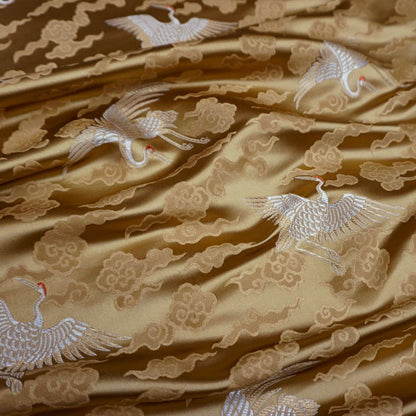 Crane Brocade Fabric: Colorful Silk Rayon Blend, 29" Wide