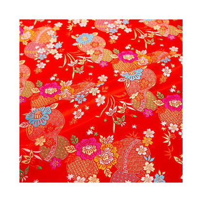 Tissu brocart jacquard à motif d'hortensias : rayonne à fleurs rouges, 150 cm de large