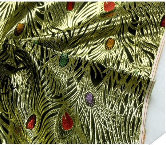 Peacock Tail Brocade Fabric: Silk Rayon Jacquard (29.5"W)