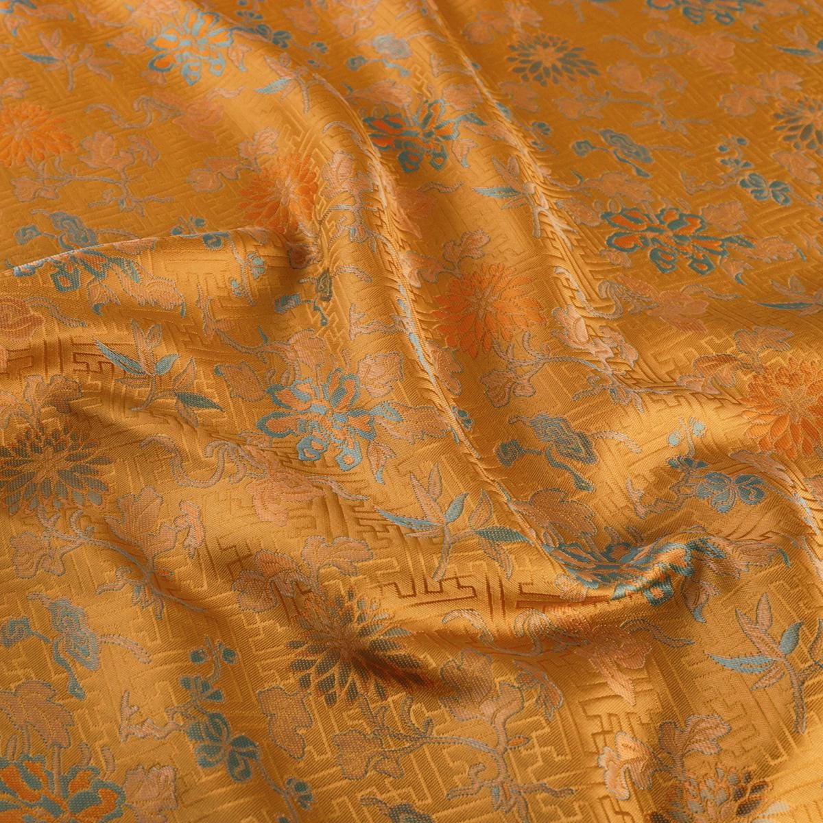 Orange Dunhuang Brocade Fabric: 59"W Tibetan Robe Material