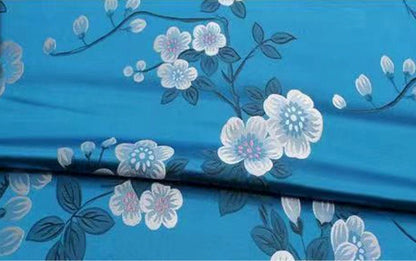 Plum Blossom Brocade Fabric: Chinese Jacquard Silk Rayon Blend