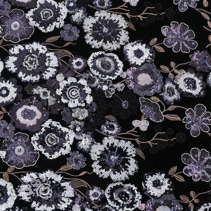 Embroidered Velvet Fabric: Bamboo Floral, 49��� Wide - Cheongsam, Upho