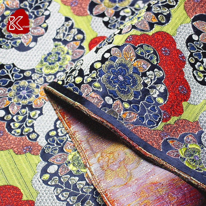 Nishijin Floral Kinran Fabric: Japanese Silk Brocade Damask - By The Meter